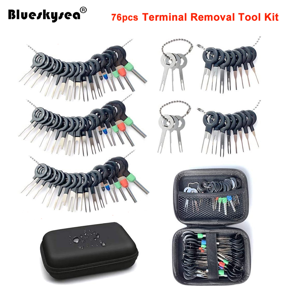 76Pcs Release Pin Ejector Extractor Terminal Kit Key Extractor Tool Pin Extraction Tool Kit Auto Terminals Removal Key Extractor Tool Set for Most Connector Terminal Car 