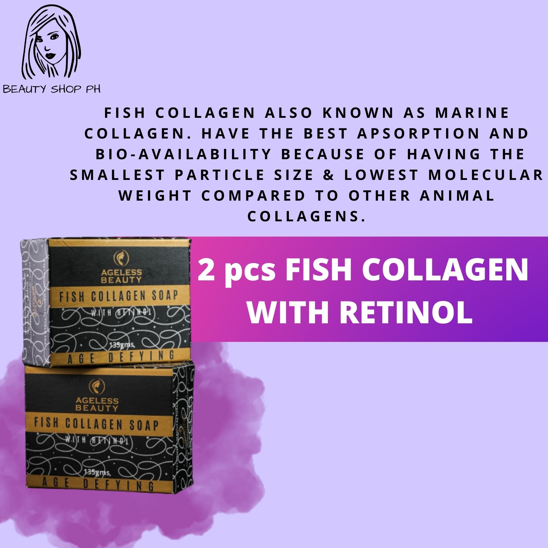 (BEAUTY SHOP PH) 2pcs AGELESS BEAUTY Fish Collagen Soap with Retinol