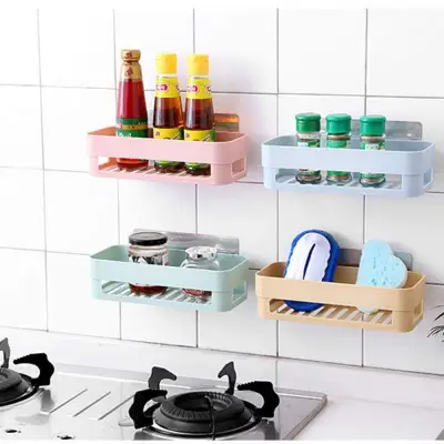 Bathroom Kitchen Rectangular Storage Shelf Holder Organizer - Multicolor 1pc