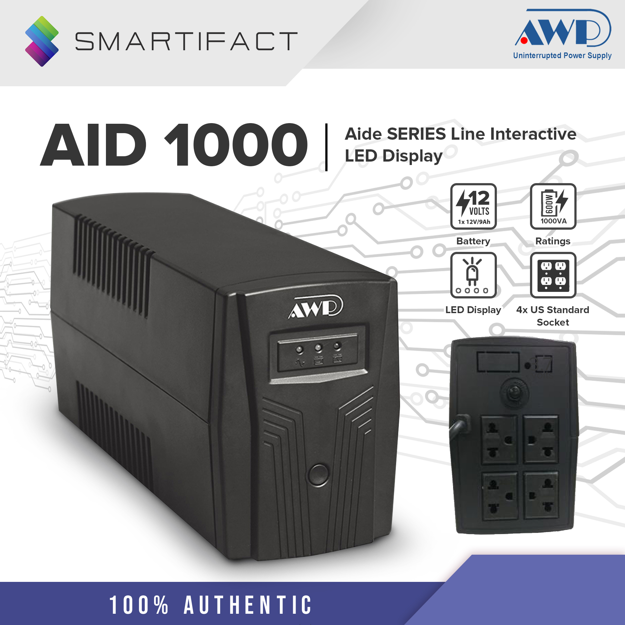AWP AID1000 Line Interactive LED Display UPS Lazada PH