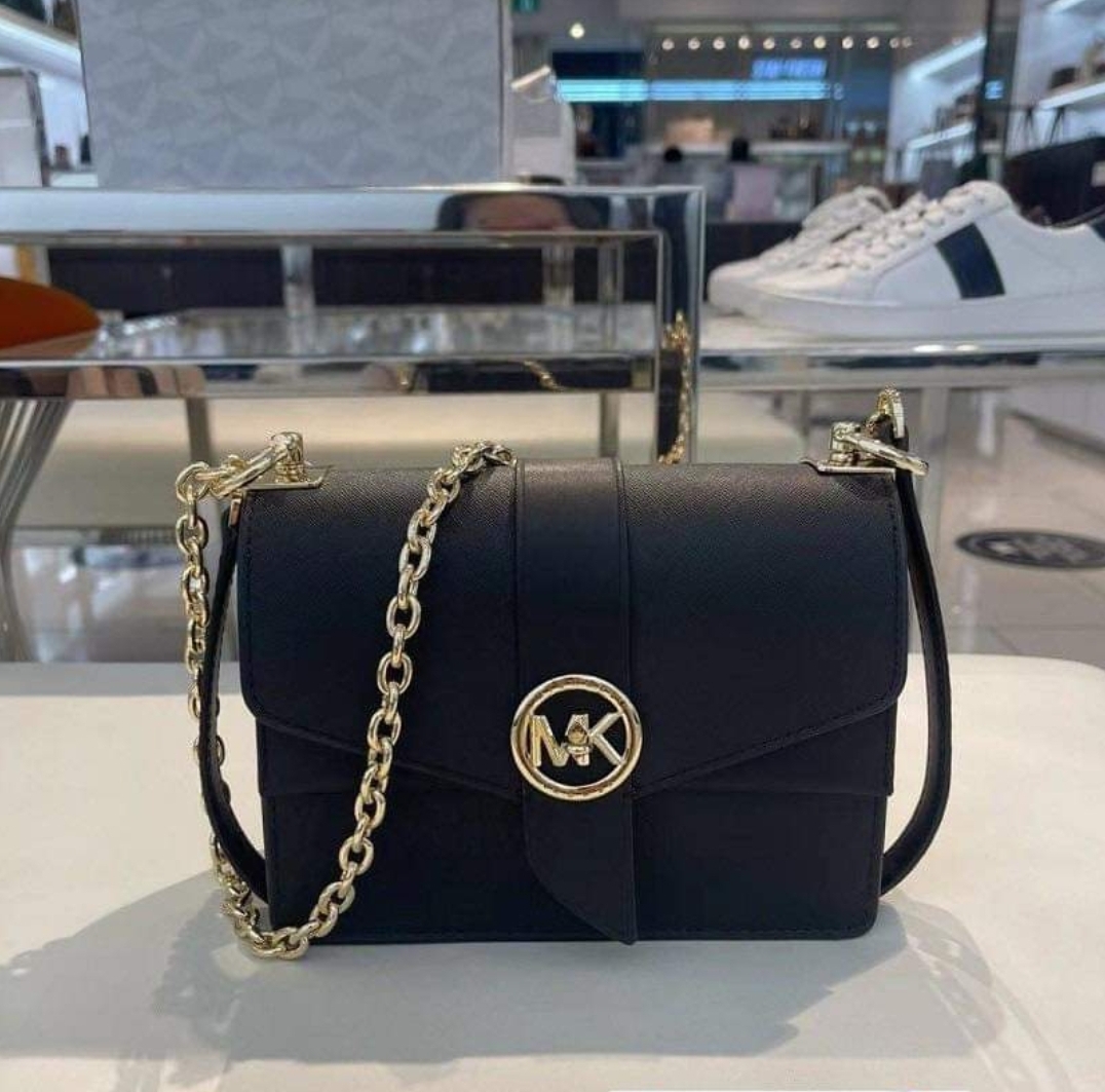 Michael Kors Greenwich Small Black Saffiano Leather Crossbody Bag with  Chain Strap and Turn-lock Closure - Women's Convertible Bag | Lazada PH