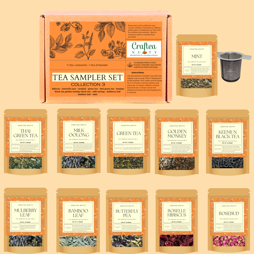 Craftea Nutty Tea Sampler kit giftbox 10 flavors with stainless