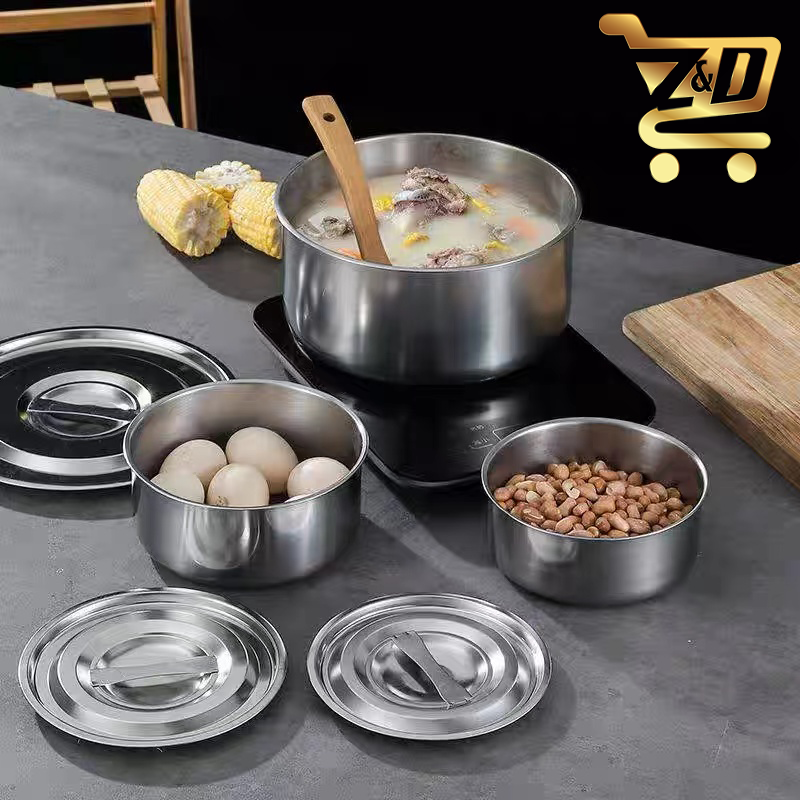 5PCS Stainless Steel Stock Pot Set Cookware Z&D Mall Lazada PH