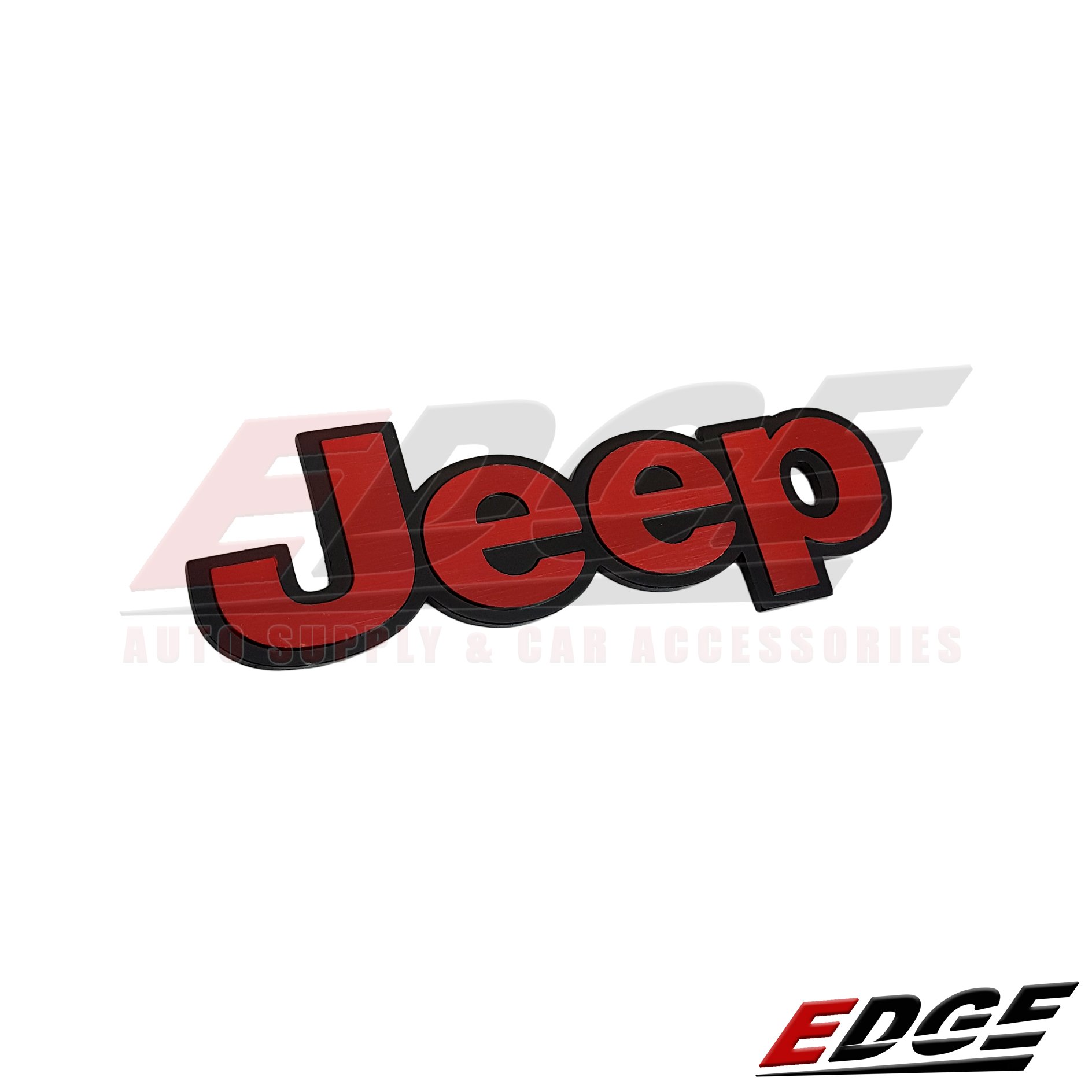 Emblem - JEEP - Aluminum Red/Black Border - 4.5x16cm // adhesive ready