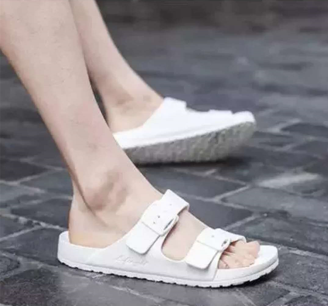 white slip on slippers