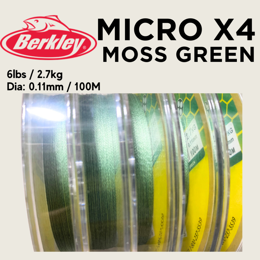 Berkley MICRO BRAID x4 MOSS GREEN 200m-500m CONNECTED BMBx4-0.6 Lb Fishing  Braid Line