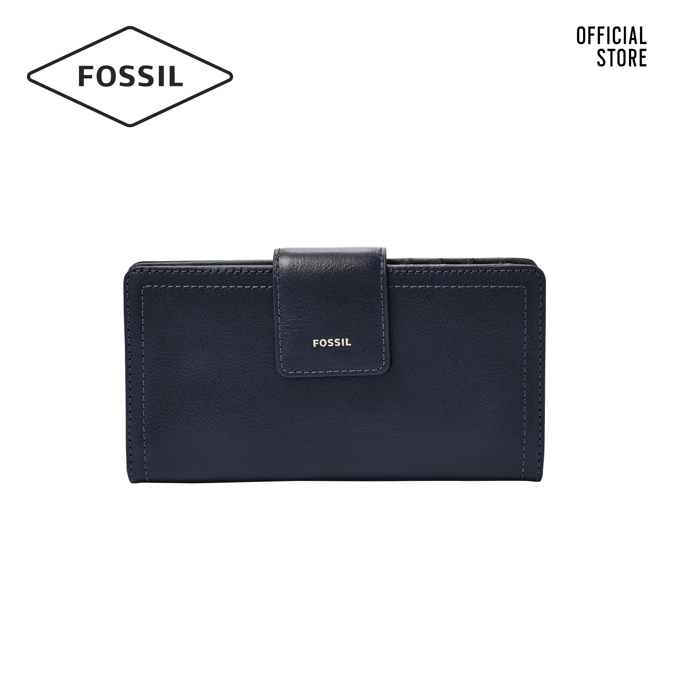 Fossil Logan RFID Tab Clutch Leather Midnight Navy SL7830406