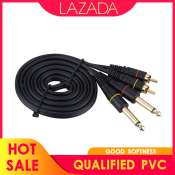 5ft Dual Rca Male Jack to Dual 6.35mm 1/4 Trs Male Plug Stereo Audio Cable Cord Wire for Mixer AV Amplifier 3m/1.5m - intl