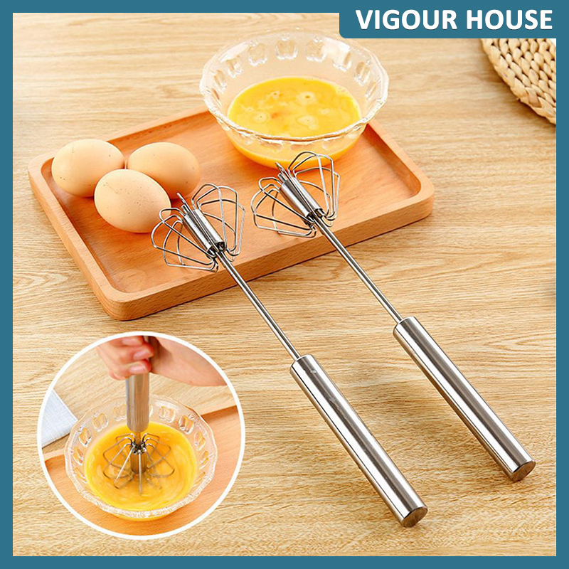 10 inch Semi Automatic Egg Beater Manual Hand Mixer Stainless Steel