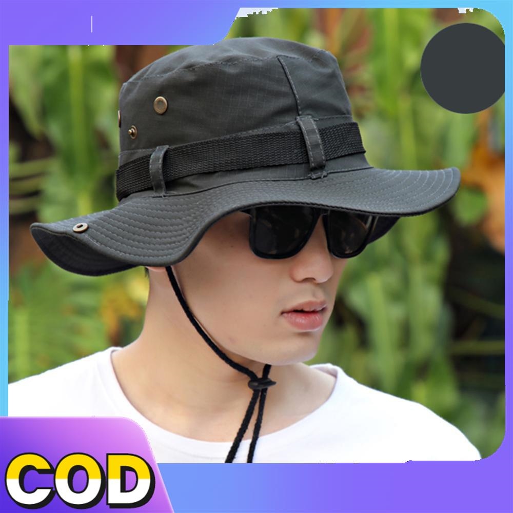 Breathable Outdoor Men Fishing Wide Brim Garden Bucket Hat waway