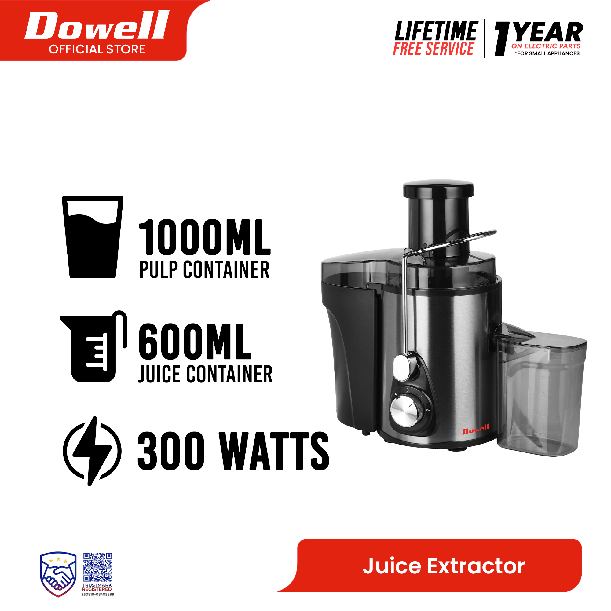 Dowell JE-832 1L Electric Juice Extractor Lazada Lazada PH