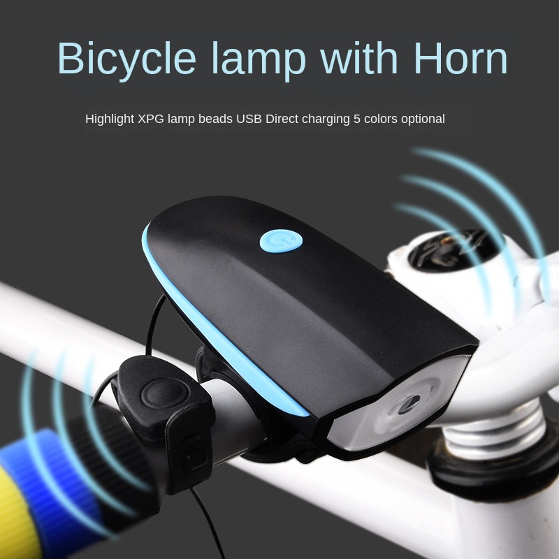 USB Rechargeable Bike Lights LED Bicycle Headlight Front Lamp with Horn Speaker 