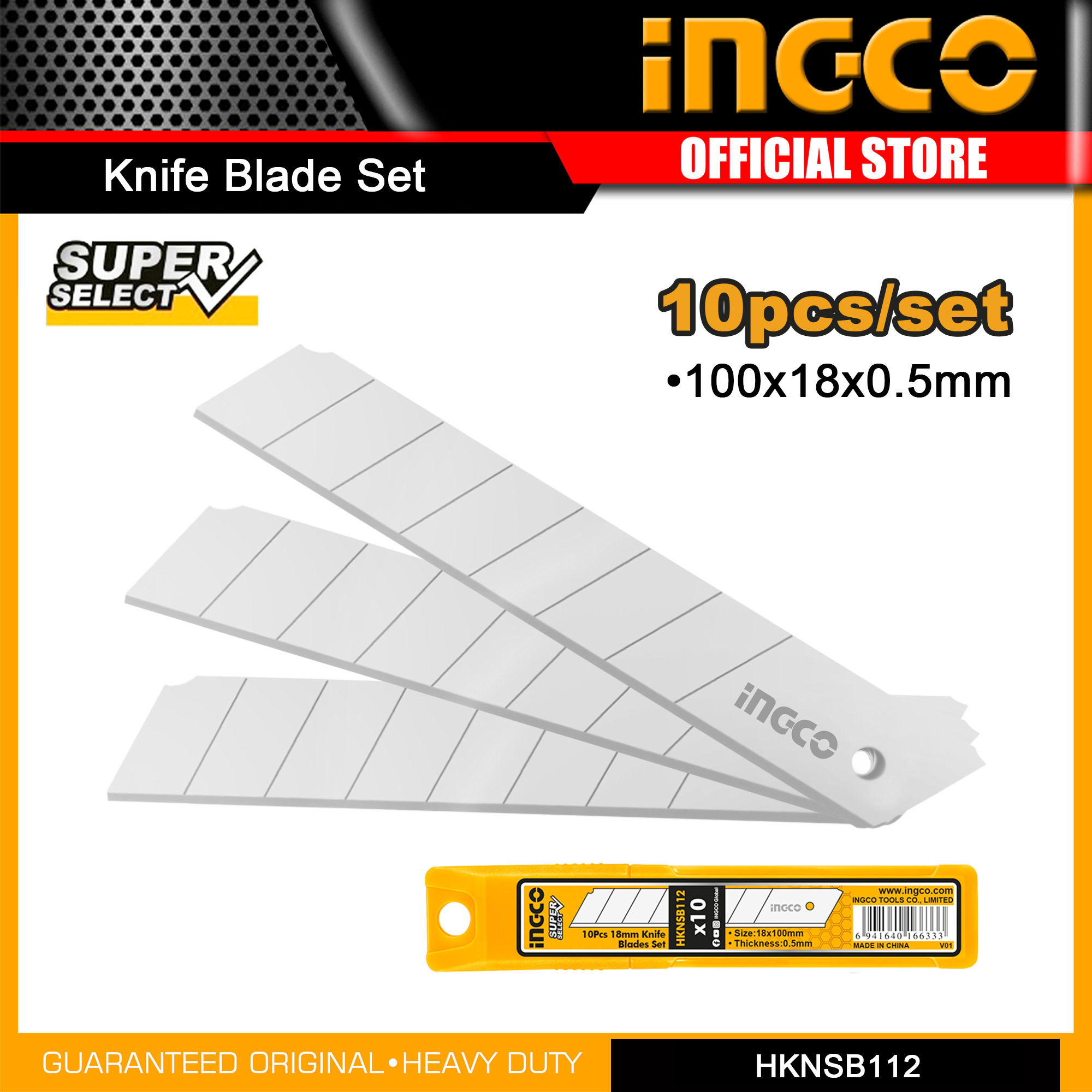 INGCO HKNSB112 10PCS Knife Blades Set Utility Cutter Knife Replacement