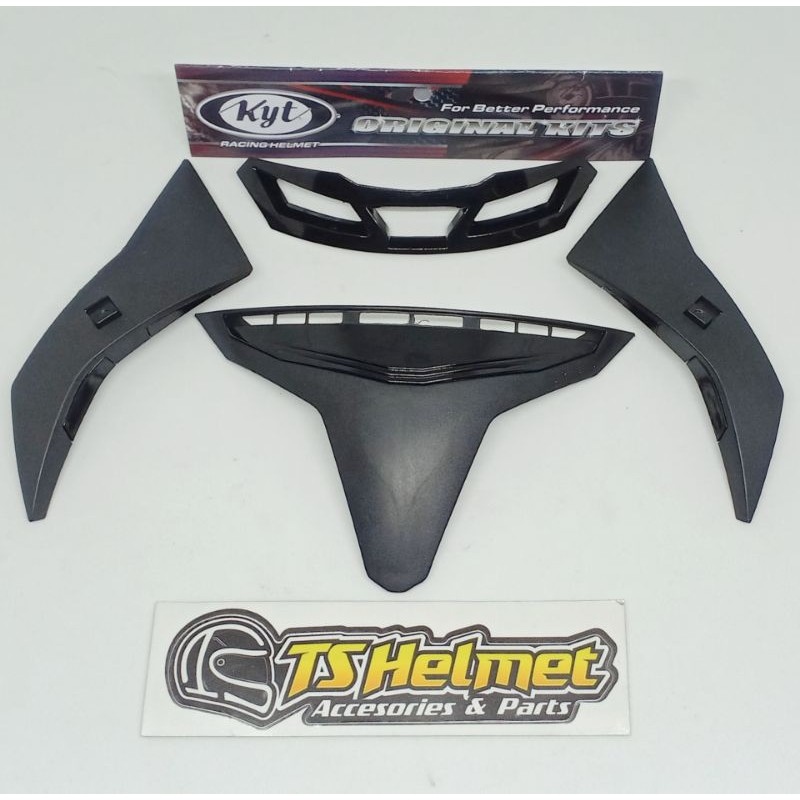 Multi Variant Air Ventilation Helmet Set Black Plain Design for Kyt TT