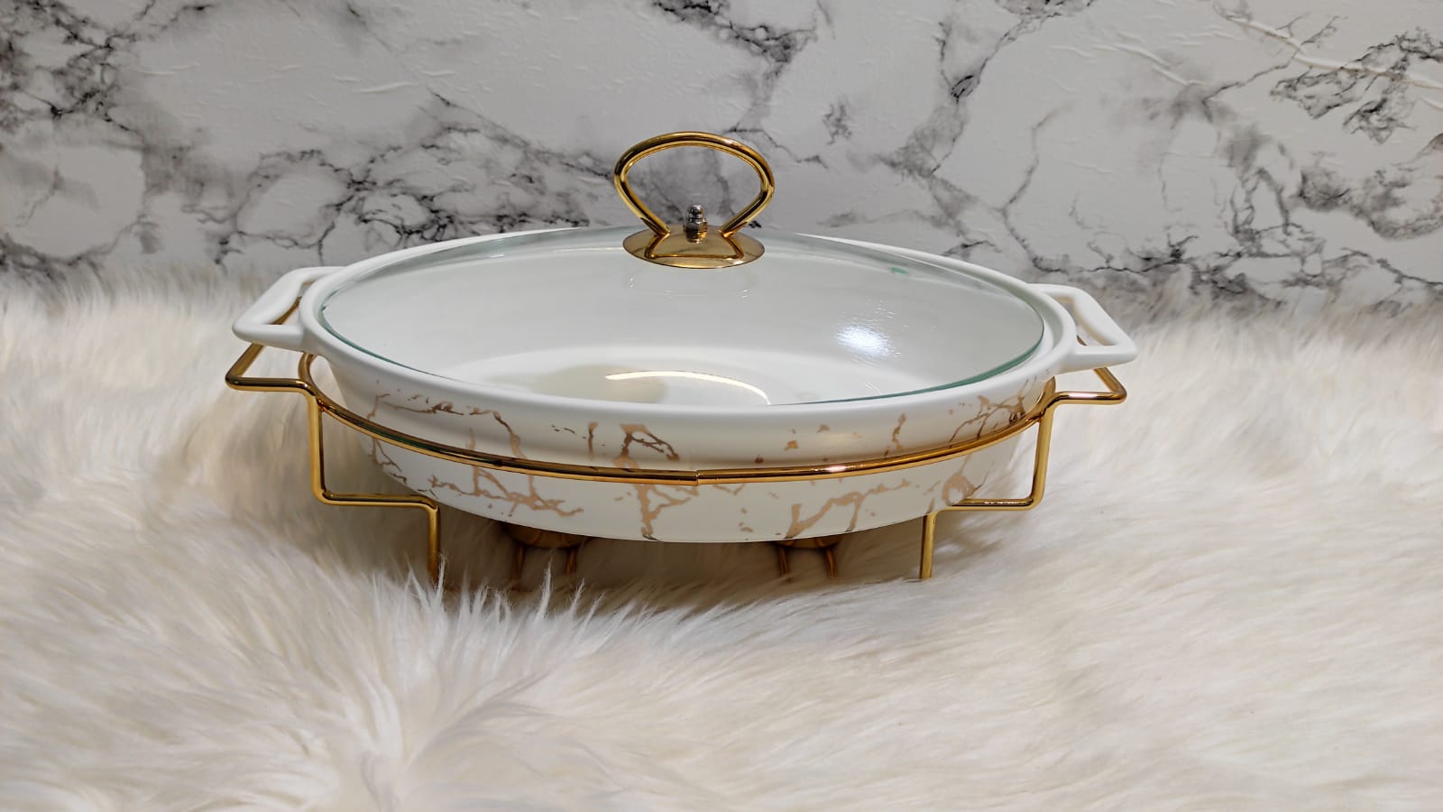 High Quality* Nordic Style Marble Design Oval Serving Dish/Food  Warmer/Chafing Dish