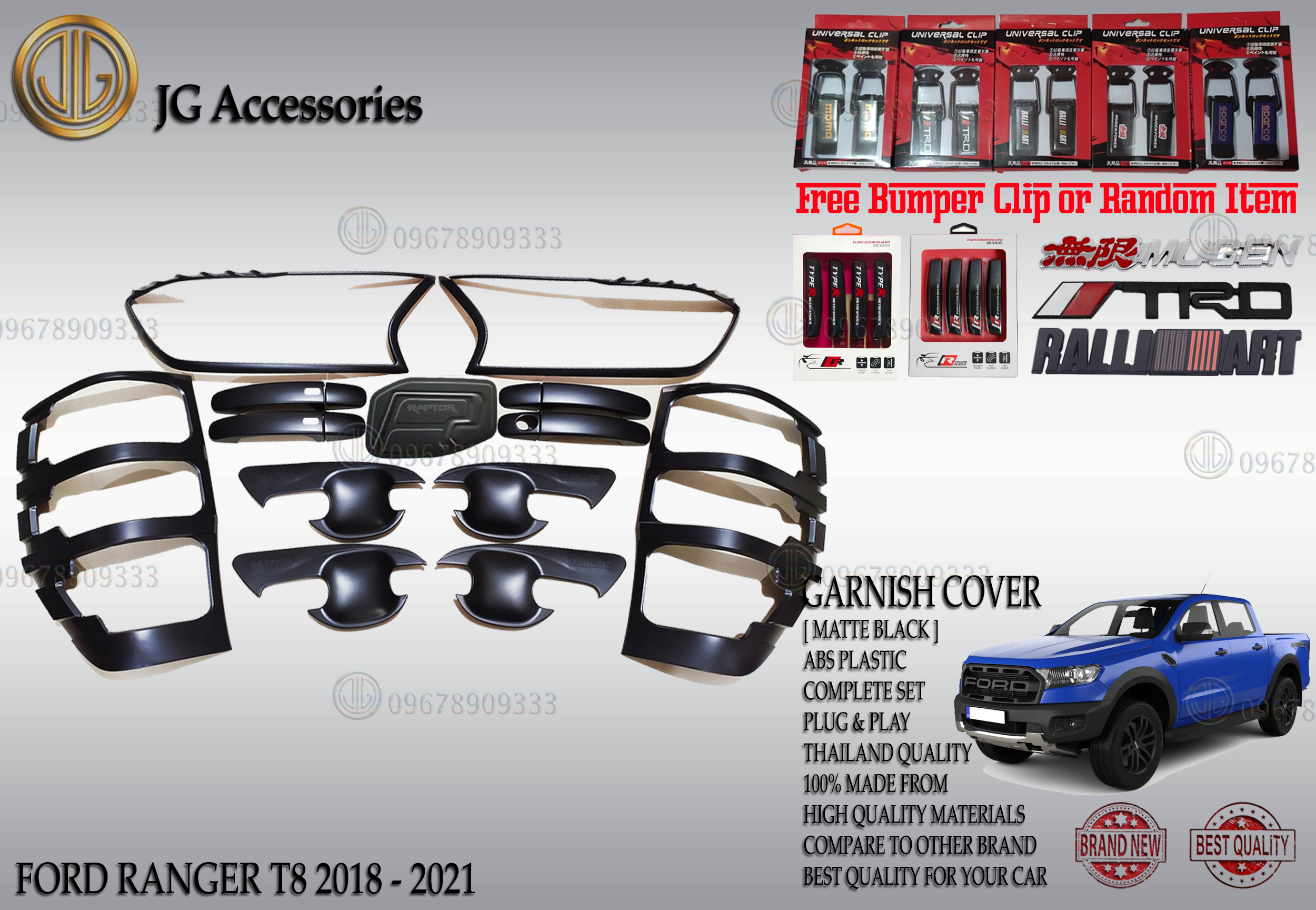 FORD RANGER RAPTOR T8 2019 2020 2021 COMBO SET MATTE BLACK / COMBO KIT ...