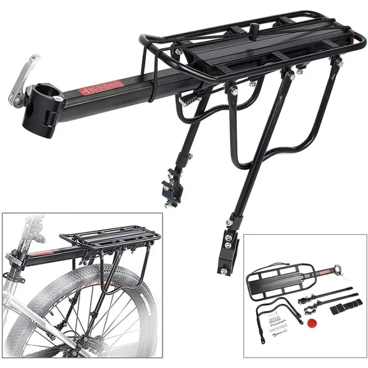 110 lbs capacity adjustable rear bike rack carrier luggage cargo bicycle accessories