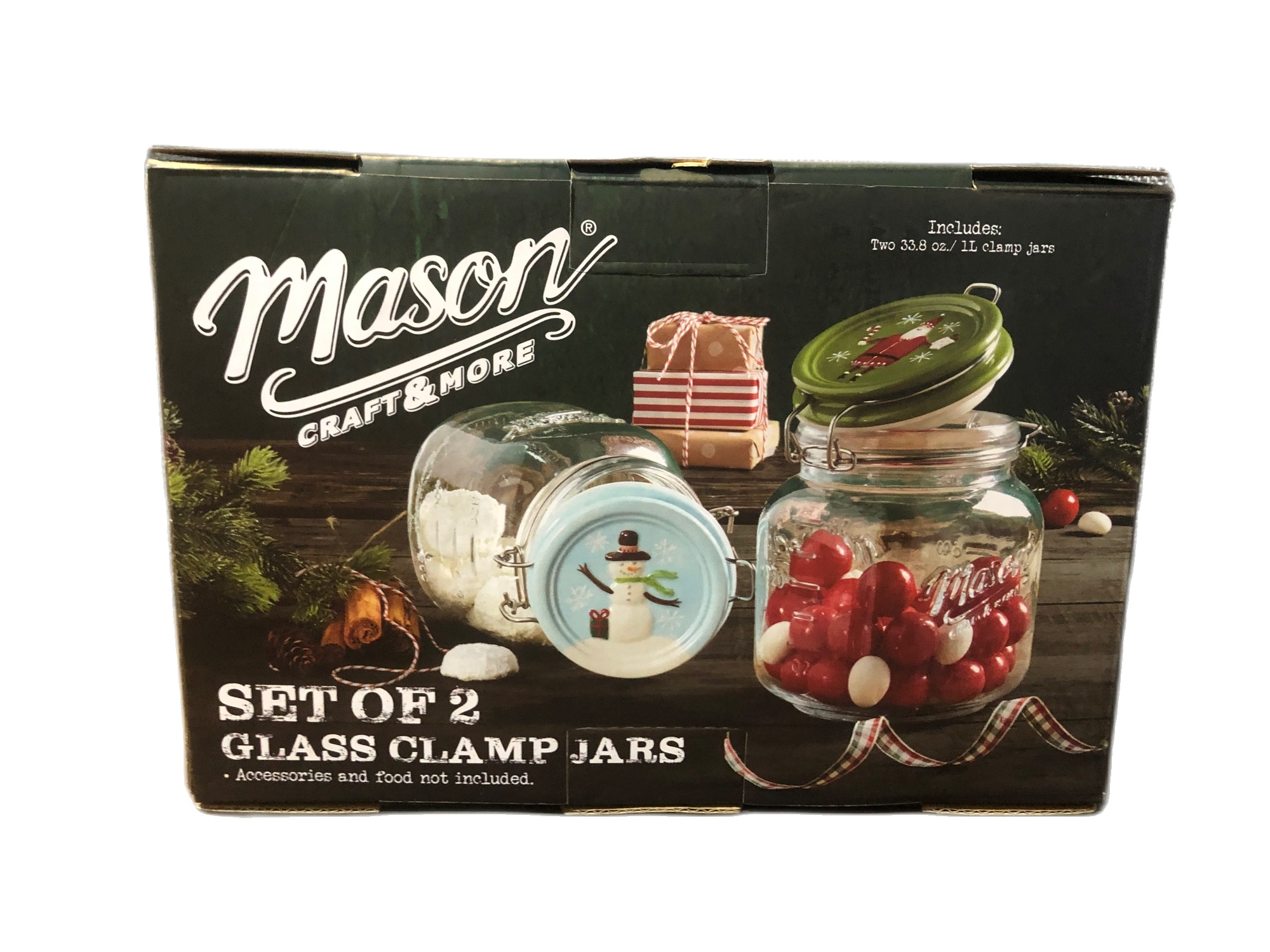 Mason Craft & More 1L Set of 2 Clamp Jars