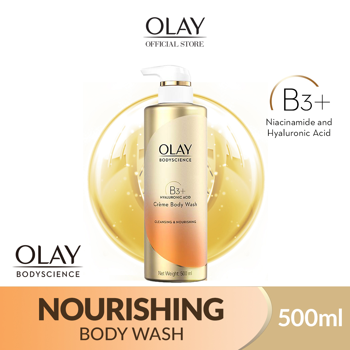 Olay Cleansing & Nourishing Body Wash, Hyaluronic Acid