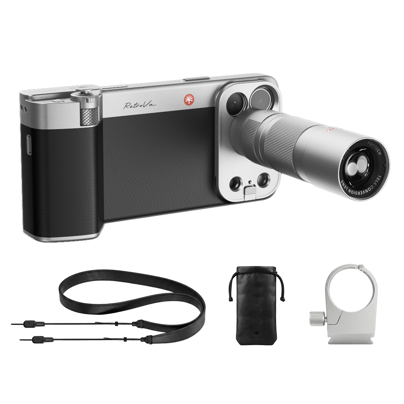PGYTECH RetroVa Grip Kit / Master Kit (Graphite Black) for iPhone