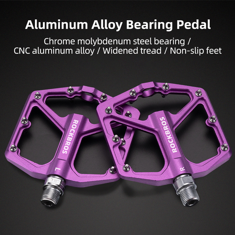 ROCKBROS Aluminum Alloy Bicycle Pedals MTB Road Anti-slip Ultralight Sealed Bearing One-piece Molding Anti-oxidation Bike Pedals