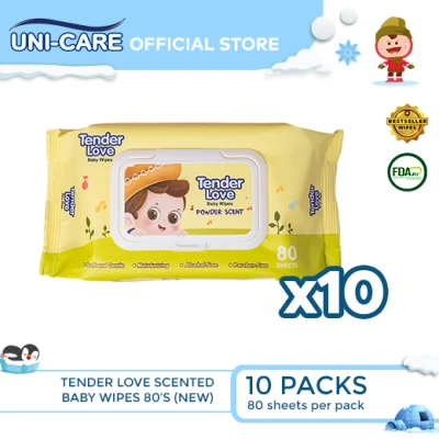 Tender Love New Powder Scent Baby Wipes (Violin) 80's Pack of 10