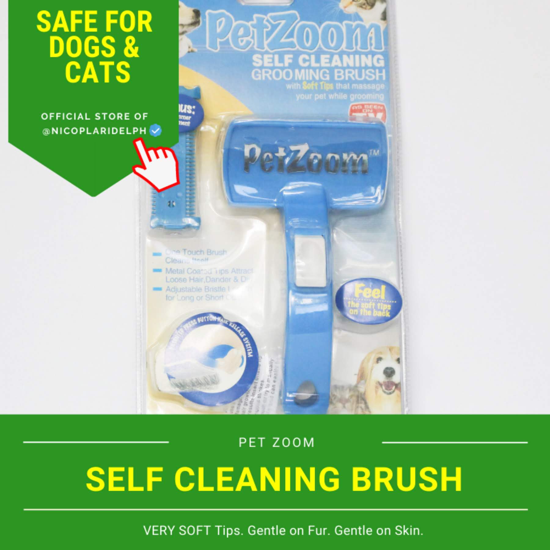 Wholesale Free Shipping (2pcs=1pack) PET ZOOM Self Cleaning Dog Cat Grooming Brush Petzoom