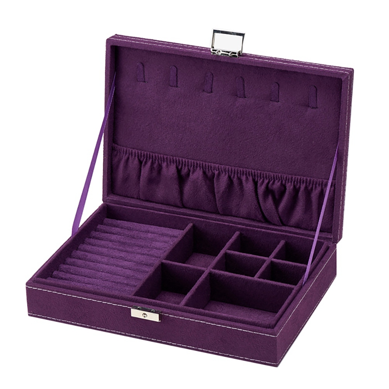 Jewelry Box Velvet Storage Box with Lock Display Multifunction Earring Necklace Ring