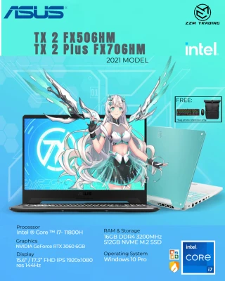 Asus TX2 FX506HM/ FX706HM 2021 Brand New Gaming Laptop Model 11th Gen Intel Core i7- 11800H 15.6"/ 17.3" 16GB RAM 512GB SSD