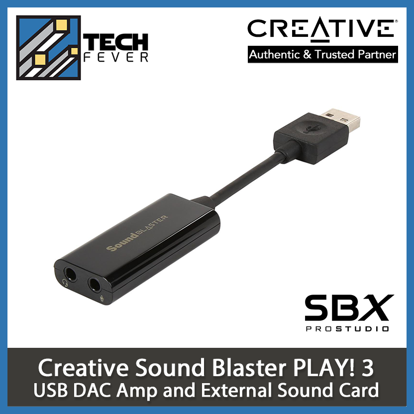 Creative Sound Blaster Play 3 External Usb Sound Adapter For Windows And Mac Plug And Play No Drivers Required Upgrade To 24 Bit 96khz Playback Lazada Ph