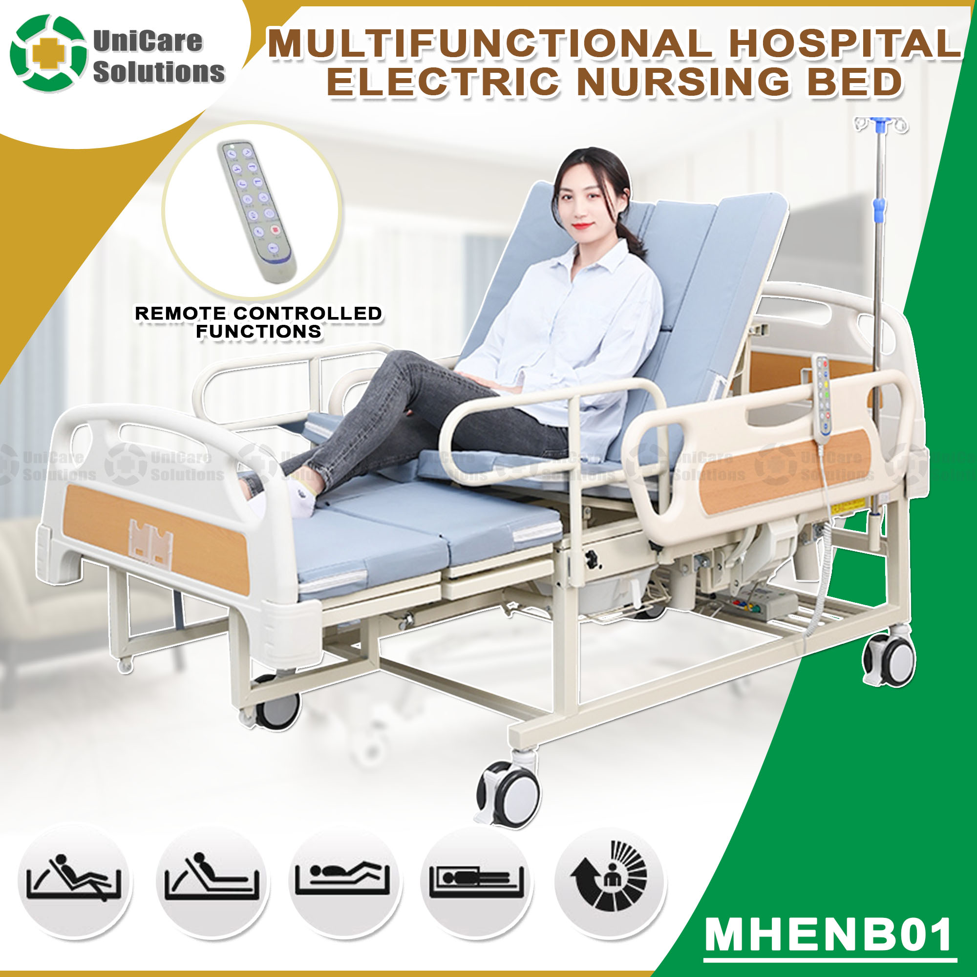 UniCare Solutions MHENB01 Multifunctional Hospital Electric Nursing