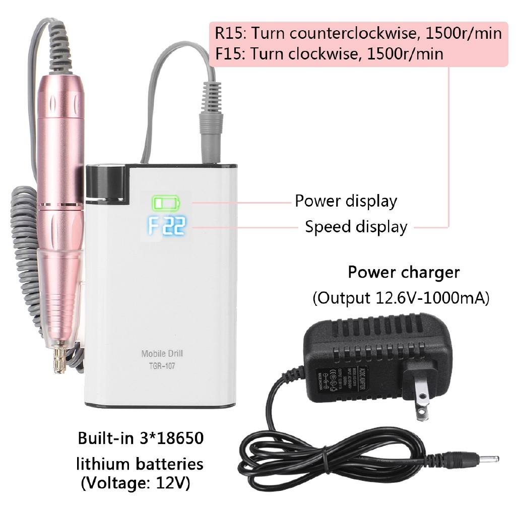 Nail Rig Portable rechargeable nail rig 30000RPM file nail tool 066 | Lazada PH