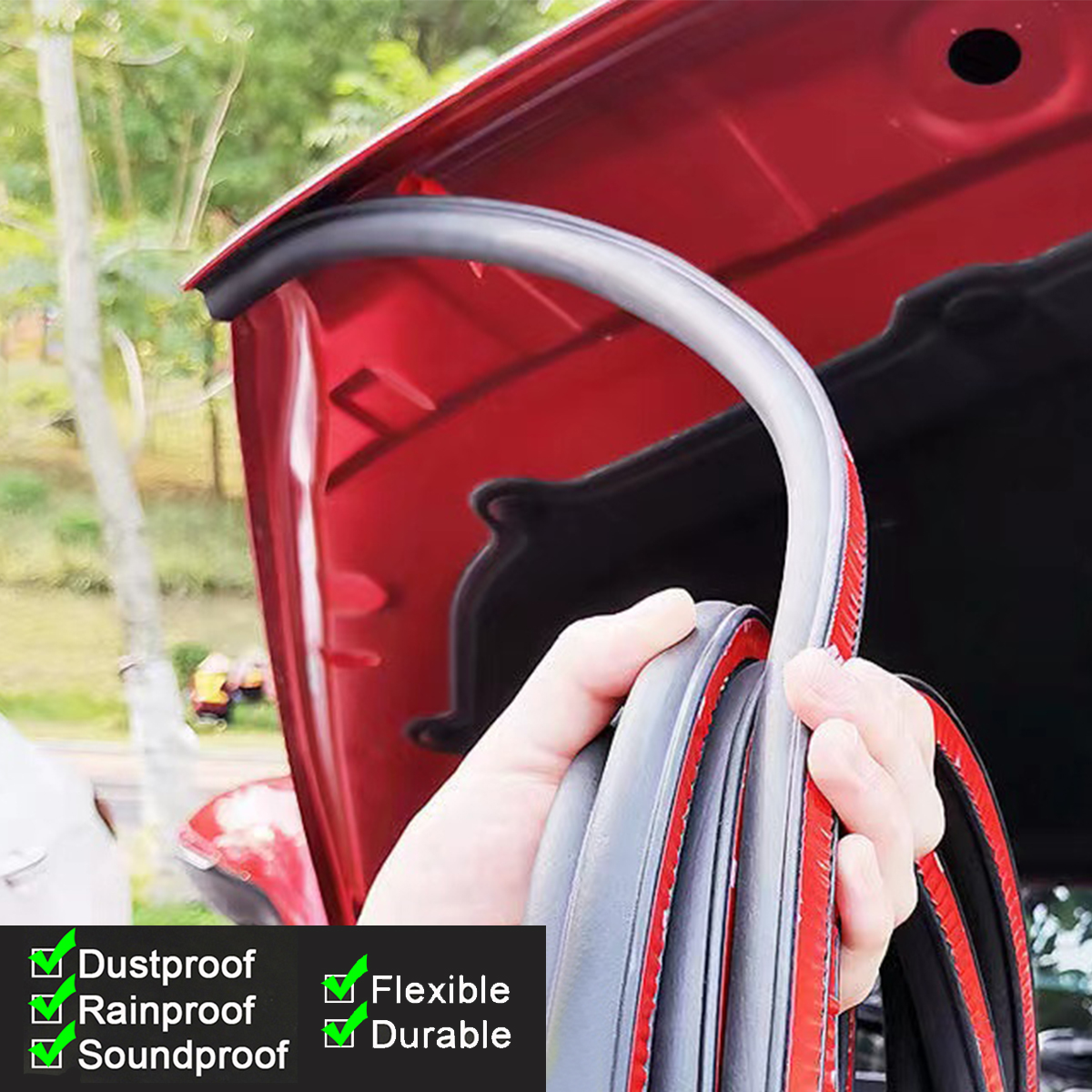 4m13Ft D Type Rubber Car Door Seal Strip Hollow Edge Guard Weatherstrip