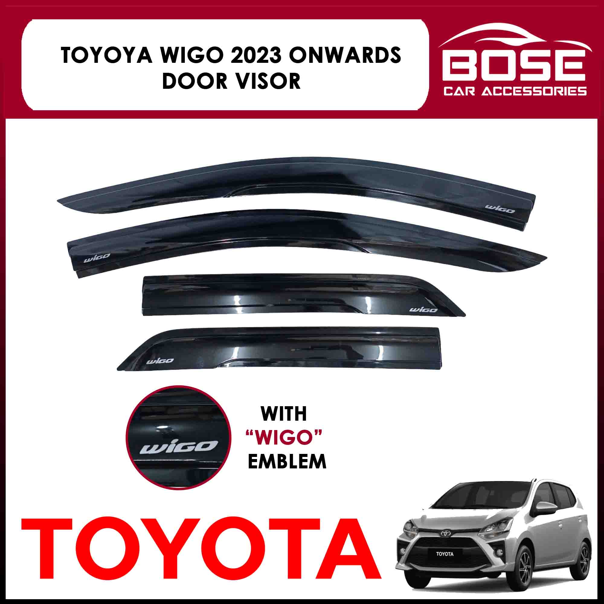 Wigo Rear Diffuser Rain Visor for Toyota Wigo 2014 2015 2016 2017 2018 2019 2020 2021 2022 ...