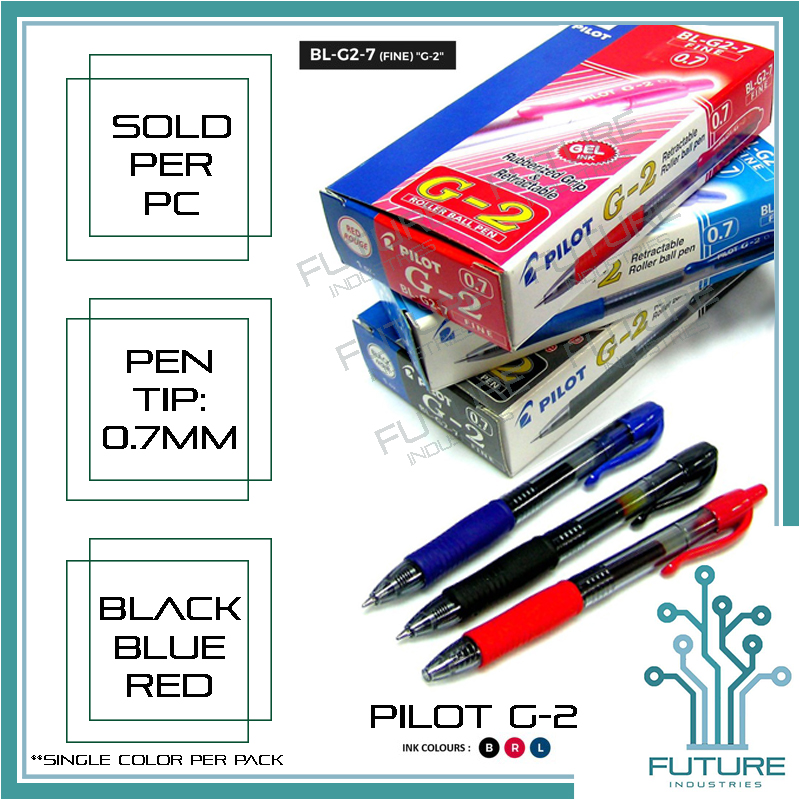 Pilot G2 07 Black Fine Retractable Gel Ink Pen Rollerball 0.7mm Nib Tip 0.39mm Line Width Refillable BL-G2-7 (6)