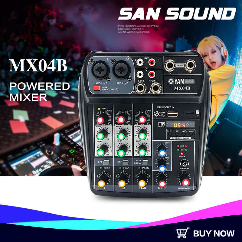 YAMAHA MX04B Audio Mixer 4 Channels Mini Musical Mixer Multifunctional