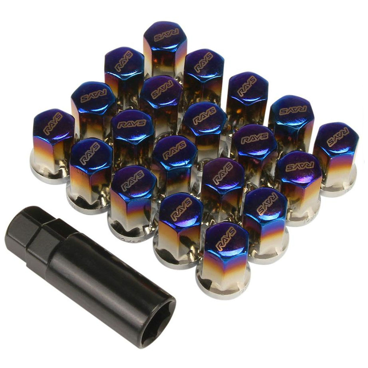 RAYS STEEL Titanium Blue Lug Nuts M12X1.5 32mm Extended Universal Car