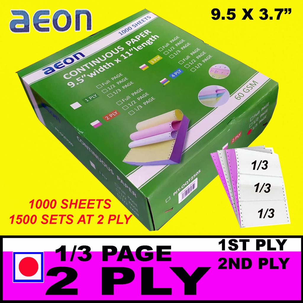 [MillionPesosDream] AEON 2Ply Carbonless Continuous Form Paper | Lazada PH