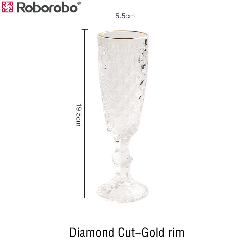 Roborobo Modern Embossed Crystal Goblet Champagne Glassware Sun flower