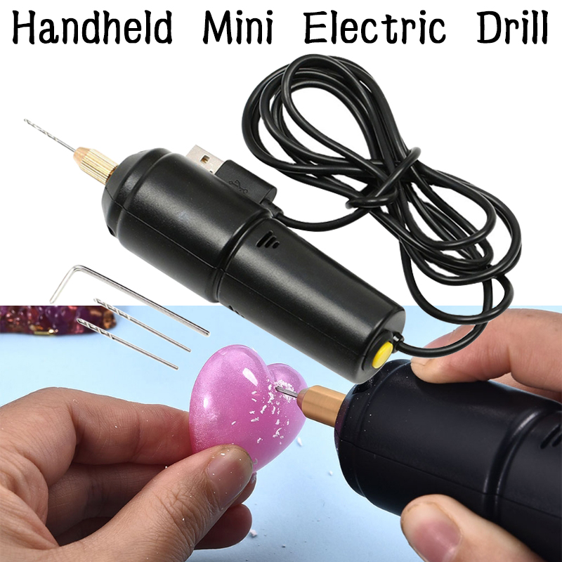 Mini Electric Drill Handheld Drill Bits Kit Epoxy Resin Jewelry Making Wood  Craft Tools 5V USB Plug Screwdriver Tool Kit