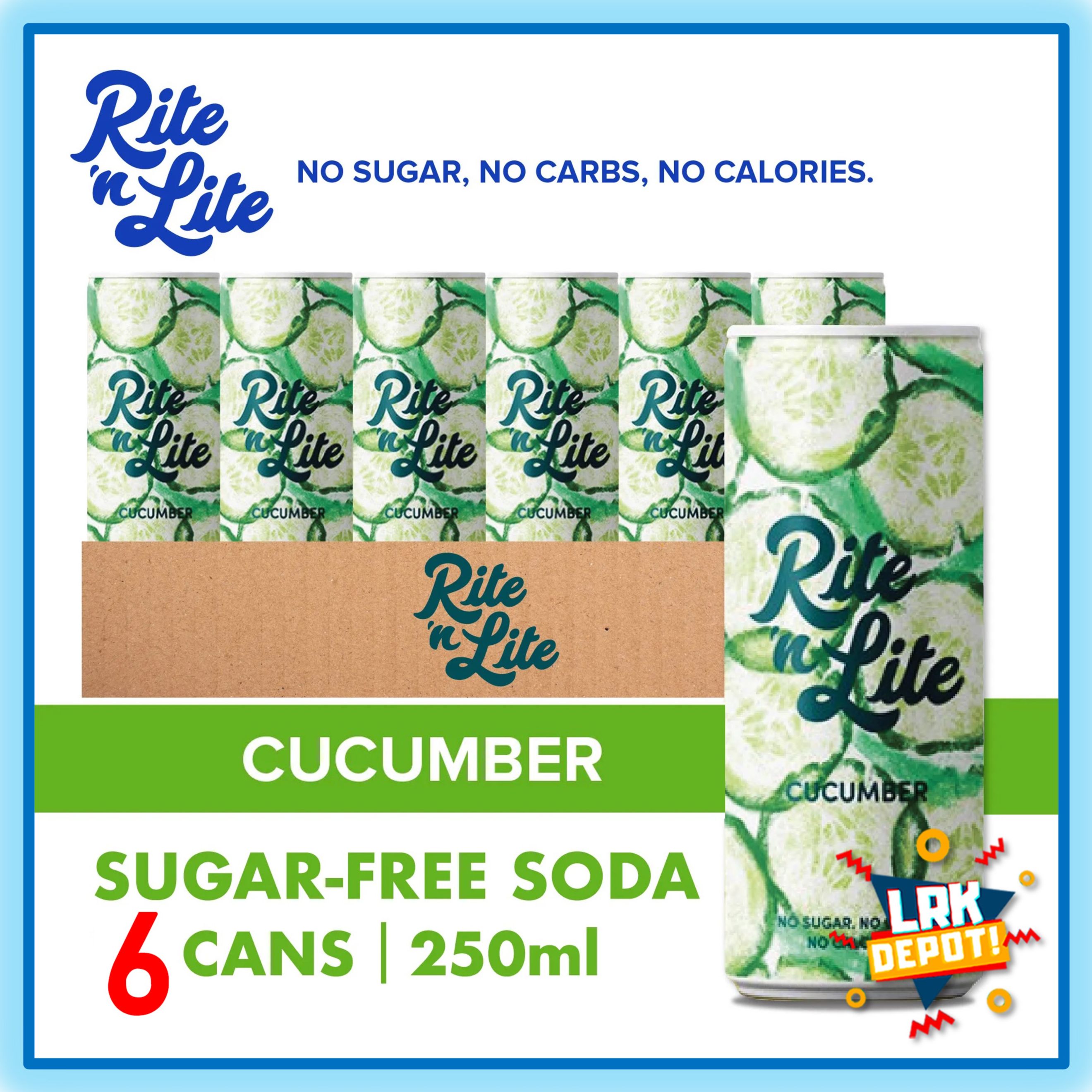 Rite 'N Lite (CUCUMBER) Sugar Free Carbonated Soda Drinks - 6 cans ...