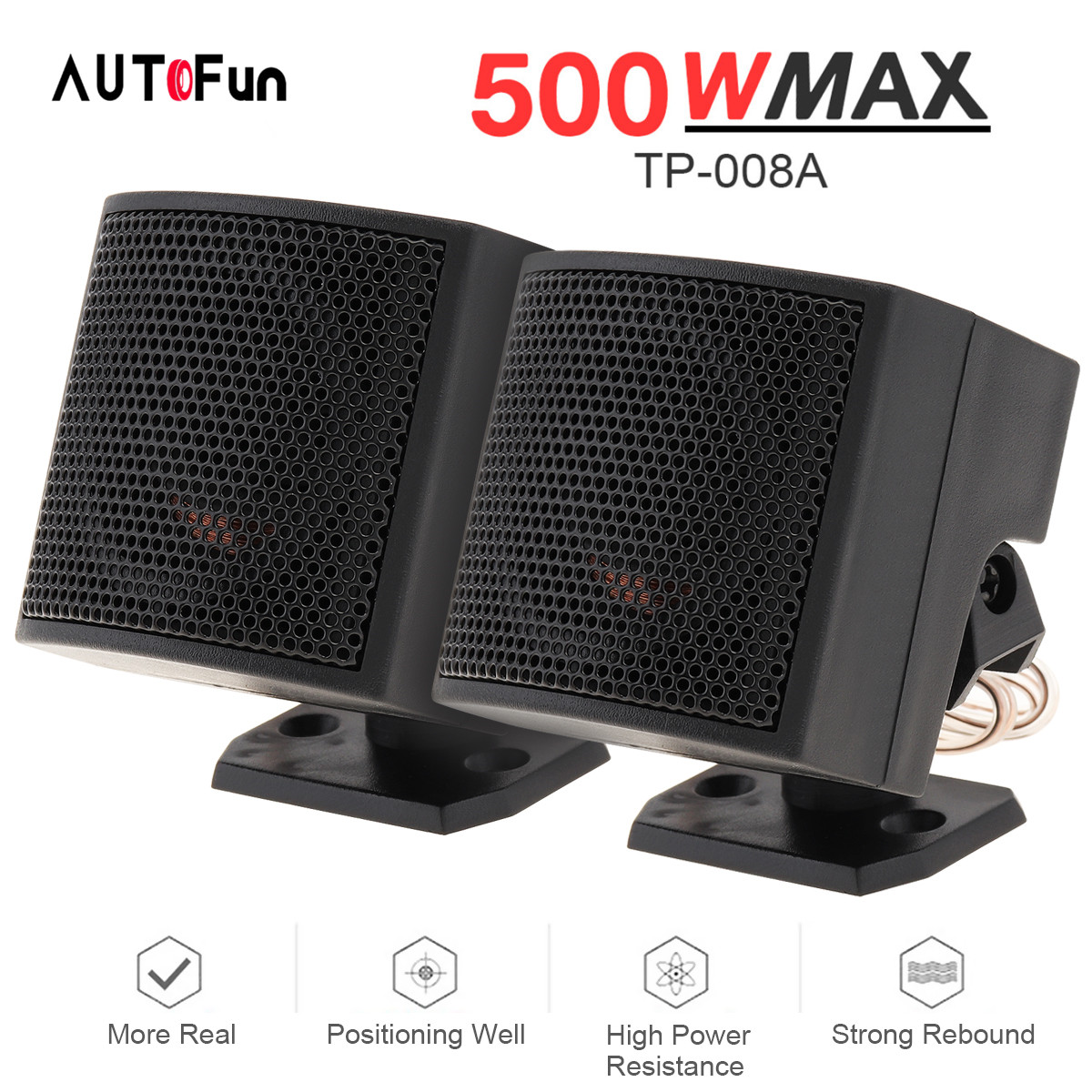 AUTOFun 2PCS Install TP-008A 500W Maximum Efficiency Tweeter Speaker ...