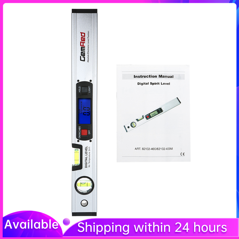 GemRed Digital Level Spirit Level Angle Finder with 16" Long