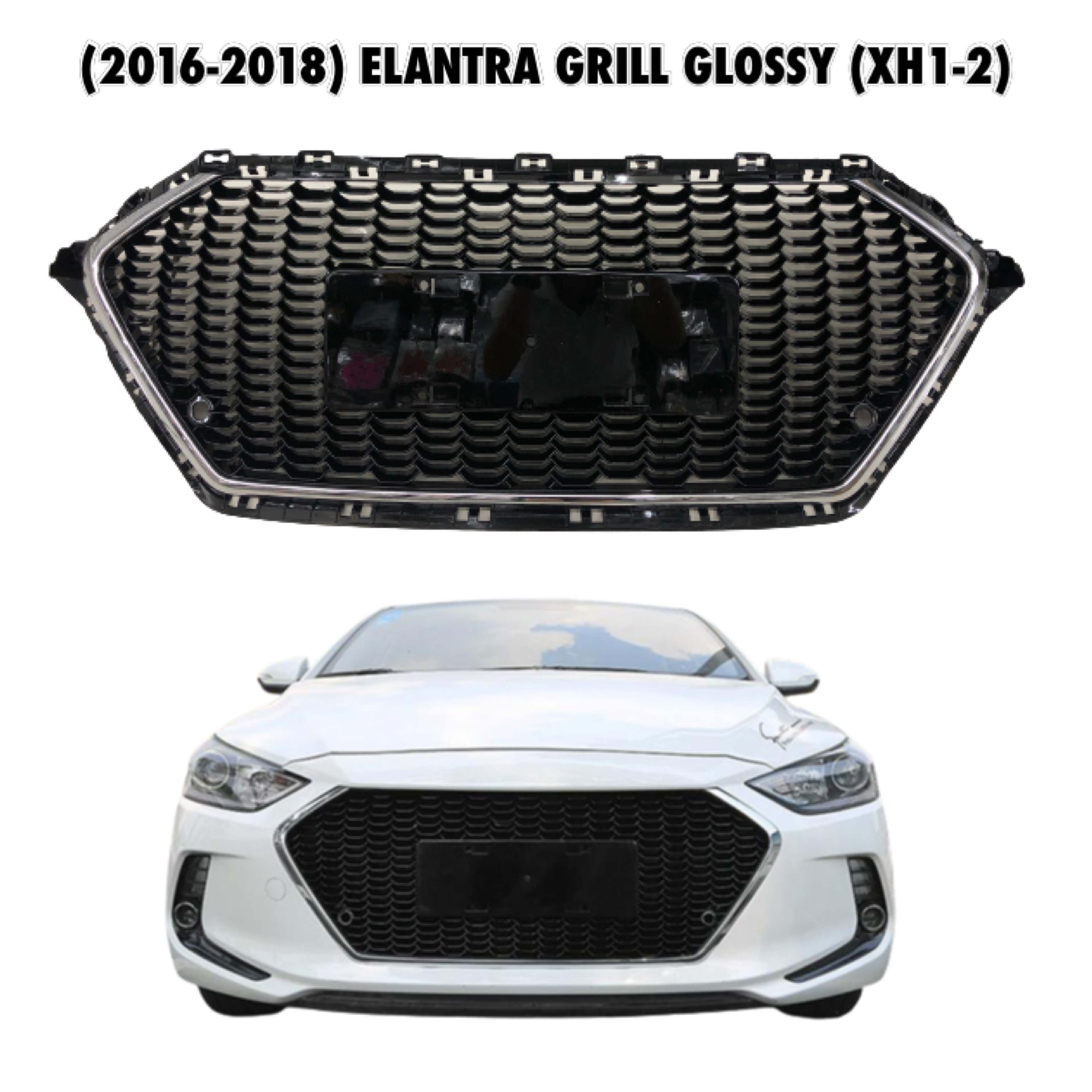 Cpa Car Front Bumper Hood Grille Cover Fit For 2016 2017 2018 Hyundai Elantra Grille Glossy