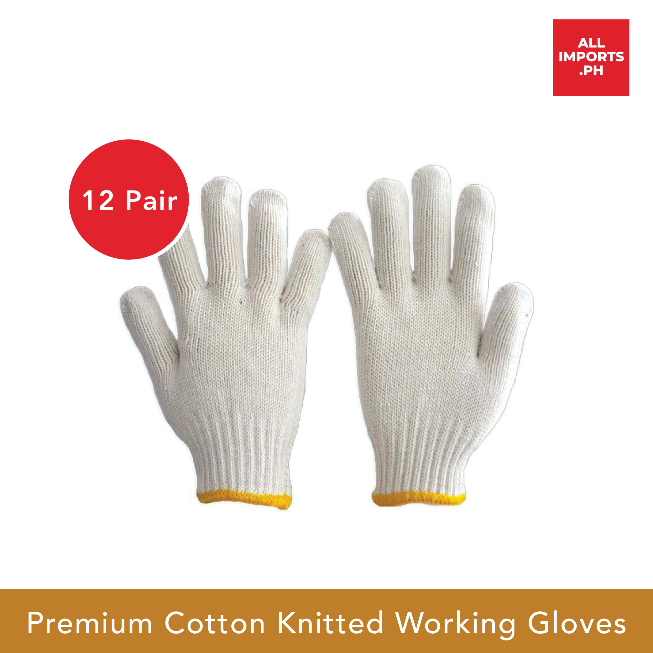 [12 Pair] Premium Cotton Knitted Working Gloves For Home, Garden