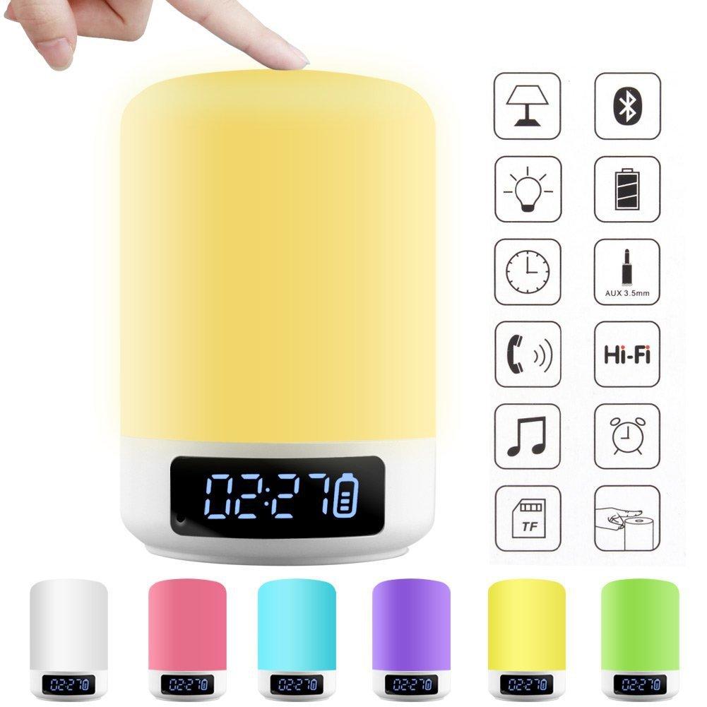 Bluetooth Speaker Lamp Color Changing Lamp Bedside Lamp Touch Control Lamp RGB & LED Kids Night Light Mode, Music Mood Light Table Lamp,TF Card Music Play, Sleep Mode