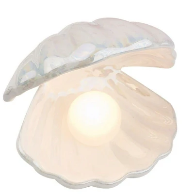 Shell Pearl Night Light Ceramics Desktop Ornament Bedside Lamp Home Decor Lamp