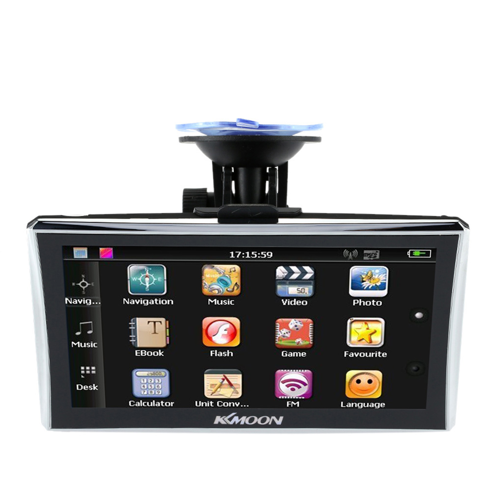 KKMOON 7'' HD Touch Screen Portable GPS Navigator 128MB RAM 4GB ROM FM MP3 Video Play Car Entertainment System with Back Support +Free Map