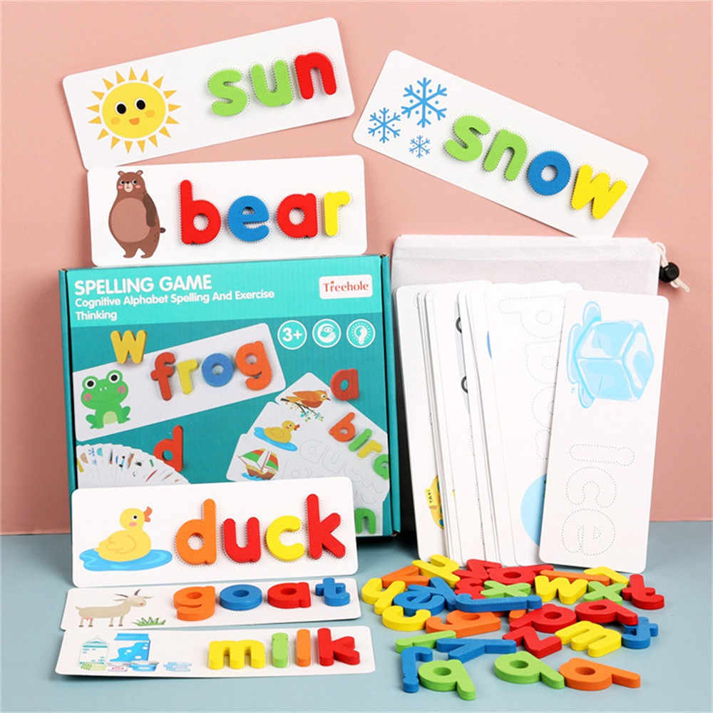 Cardboard English Spelling Alphabet Game Educational Education Early Toys O7F5 