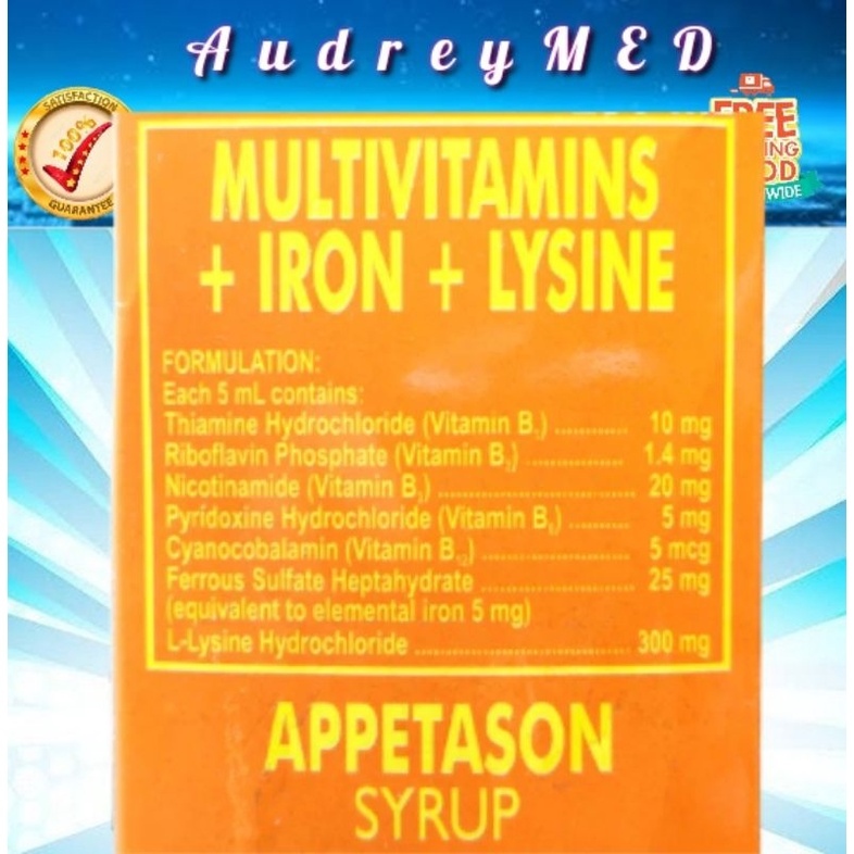 APPETASON (Multivitamins Iron lysine) 60mL / 120mL / 250mL syrup